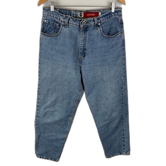 Levi’s The Silver Tab Loose Fit Hi-Rise Blue Denim Jeans Size 13 Juniors - Picture 1 of 14
